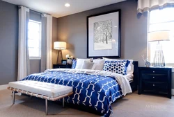 Blue and white bedroom design