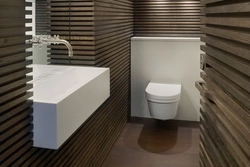 Wooden Slats In The Bathroom Interior
