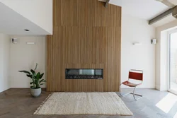 Wooden slats in the bathroom interior