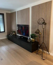 Wooden Slats In The Bathroom Interior