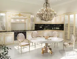 Фото кухонь классика белая с золотом
