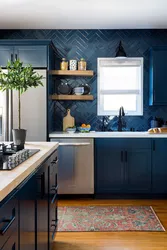 Black And Blue Kitchen Interior