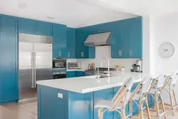 Black and blue kitchen interior
