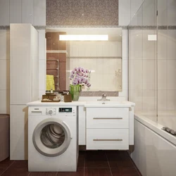 Washing machine in the bathroom 2 sq m photo