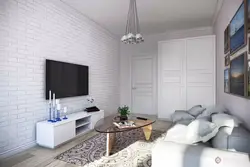 Living Room With Brick Wallpaper Photo