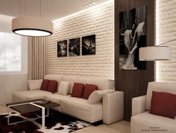 Living Room With Brick Wallpaper Photo