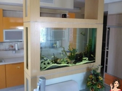 Mənzilin daxili hissəsindəki akvarium bölməsi fotoşəkili