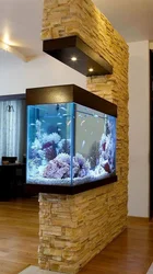 Aquarium partition in the interior of the apartment photo