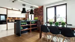 Loft uslubidagi oshxonaning ichki qismidagi bar taymerlari