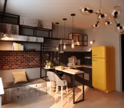 Loft Üslubunda Mətbəxin Içərisində Bar Sayğacları