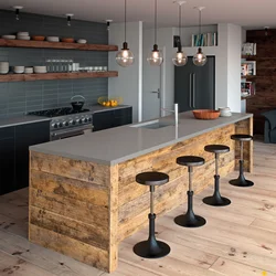 Bar counters in the interior of a kitchen in loft style