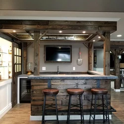 Bar counters in the interior of a kitchen in loft style