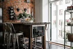 Bar Counters In The Interior Of A Kitchen In Loft Style