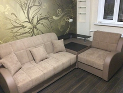 Soft corner in the living room with a sleeping place photo