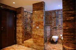 Stone walls in the bathroom interior