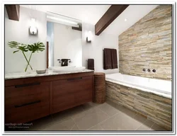 Stone walls in the bathroom interior