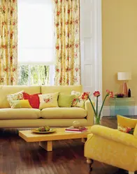 Curtains in the living room for wallpaper with flowers photo