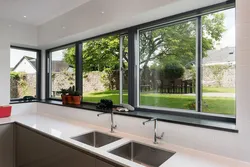 Stained glass window in the house in the kitchen photo