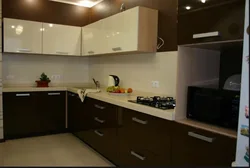 Кухні кутнія карычневыя дызайн