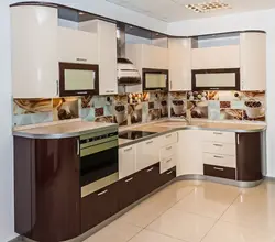 Corner brown kitchens design