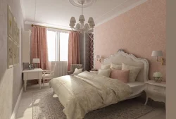Қызғылт және бежевый реңктердегі жатын бөлмесінің дизайны