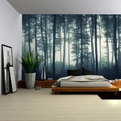 Wallpaper forest bedroom design