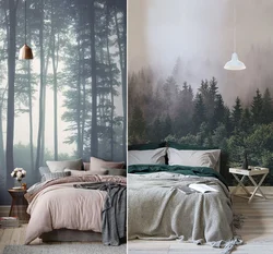 Wallpaper forest bedroom design