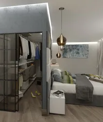 Bedroom design with dressing room 15 sq m