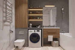 Bath Design With A Cabinet For A Washing Machine