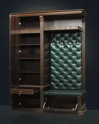 Hallway interior with shoe rack and mirror