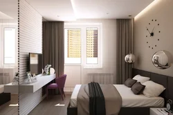 Interior of a small bedroom with a balcony