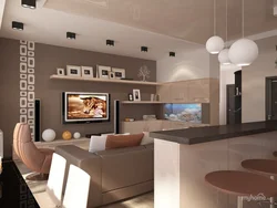 Living room in the color of coffee with milk photo