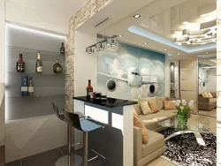 Apartment Design With Walk-Through Kitchen Living Room