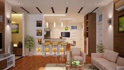 Apartment design with walk-through kitchen living room