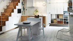 Kitchen Design In Your House With Stairs To The Second Floor