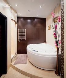 Photo of a bathtub with a custom bathtub