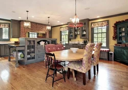 Living room kitchen design in a country house