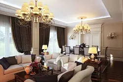 Living room interior wallpaper chandeliers