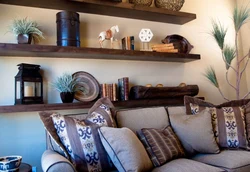 Decor On The Shelves In The Living Room Interior