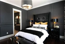 Gray black bedroom interior
