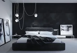 Gray black bedroom interior