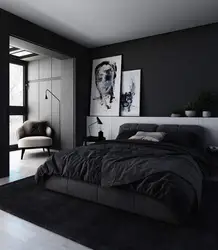 Gray black bedroom interior