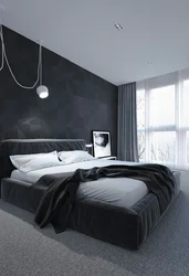 Gray black bedroom interior