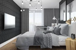 Gray black bedroom interior