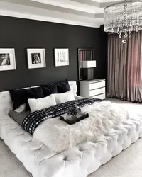 Gray black bedroom interior
