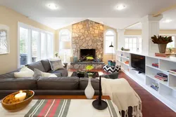 Living room design in a house with a sofa