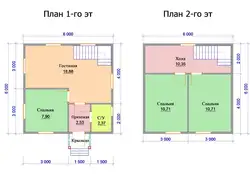 Hamam şəkli olan 6x6 ev