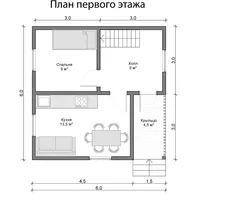 Hammom fotosurati bilan 6x6 uy