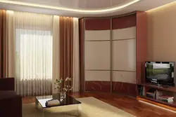 Дизайн интерьера гостиной с угловым шкафом
