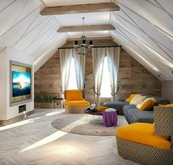 Attic Design With Gable Roof Bedroom